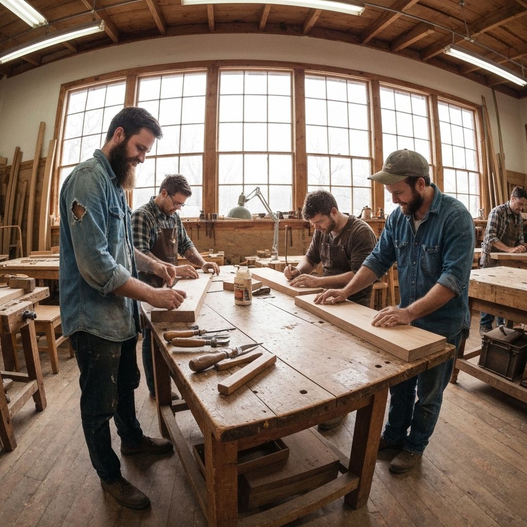 Prairie Craft Furniture Co. team of skilled craftsmen and artisan woodworkers in Kansas workshop